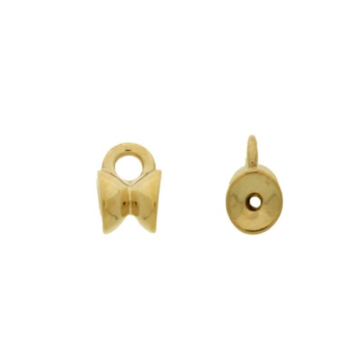 [114060000] Campanillo doble dorado liso 9,5x7mm con anilla Ø 5,5 mm para dos bolas redondas
