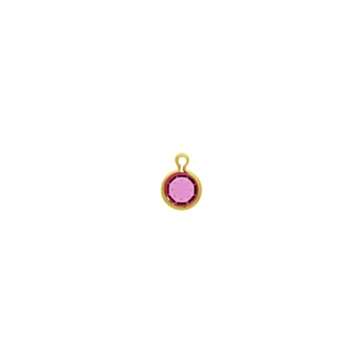 [124062200] Monture strass ronde Ø6mm avec anneau. Couleur Rose.
