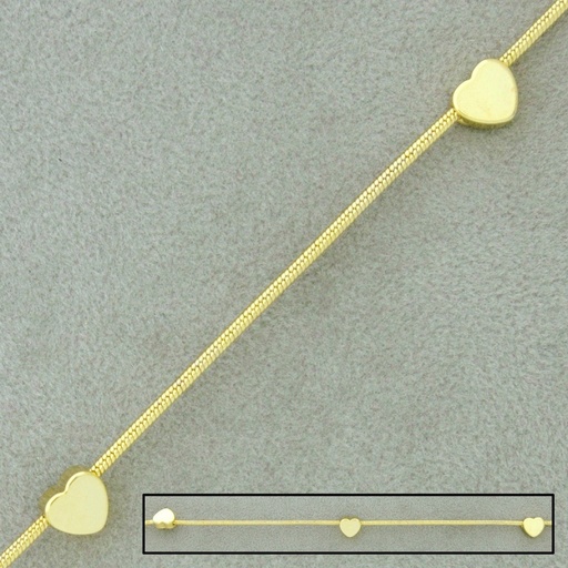 [520350000] Snake brass chain Ø 1,2mm. Ornament heart width 5,5mm