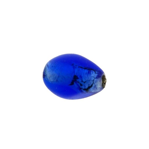 [750730300] Oval shape glass bead 18x12mm sapphire colour. With two holes.