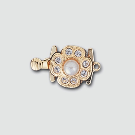 [232300000] Necklace clasp 11x18mm with crystals and Ø 4mm pearl