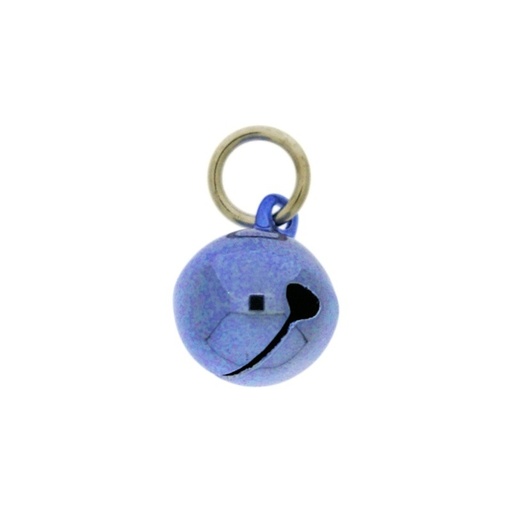 [123321498] Jingle bell Ø 14mm blue colour with round jump ring Ø8x wire Ø1,2mm assembled.