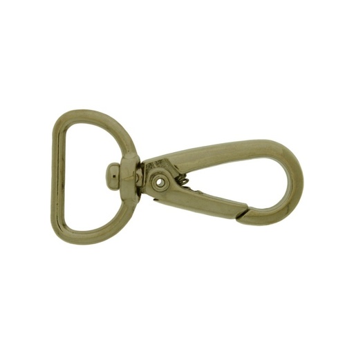 [640531900] Nickel plated zamak lobster clasp for bag with gap width 19mm to ribbon.