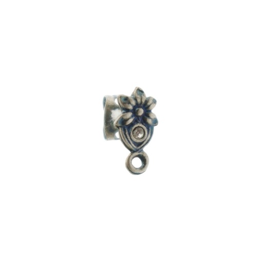[919840000] Flower ear stud 12x7mm to PP8 strass with loop