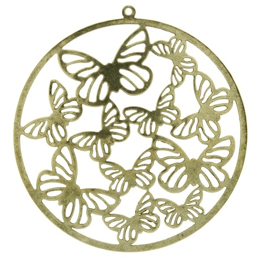 [121400000] Butterflies round metal component Ø 56mm