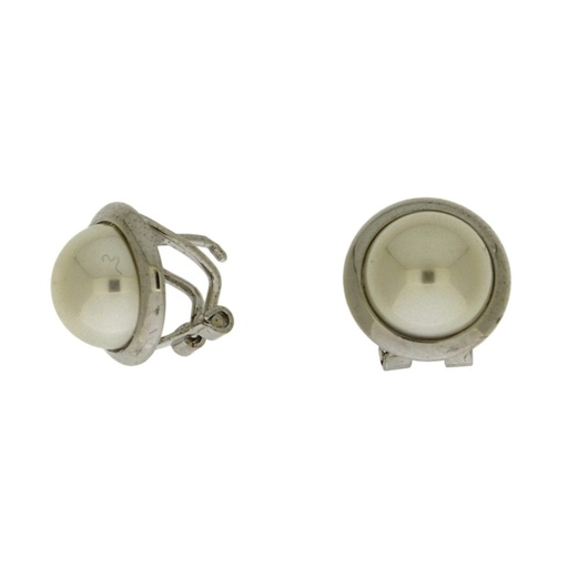 [630461000] Earring with omega clip with half pearl Ø10mm