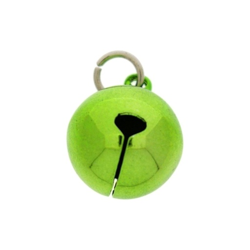 [123312098] Jingle bell Ø 20mm green colour with round jump ring Ø9x wire Ø1,4mm assembled.
