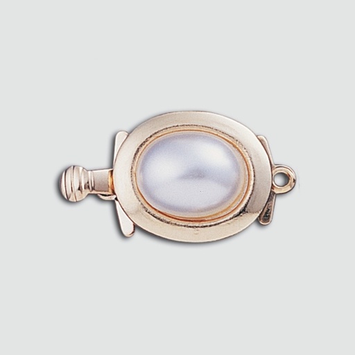 [232330000] Fermoir de collier 12x22mm avec perle oval à  fond plat 8x10 mm