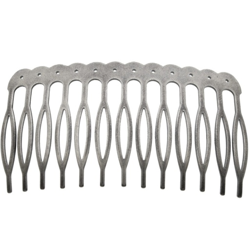 [810381300] Metallic drilled hair comb 70x39mm (13 spikes)