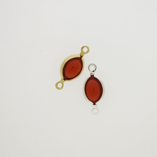 [750210700] Entrepieza con strass ovalado 6x8mm color carneol. Longitud 16mm