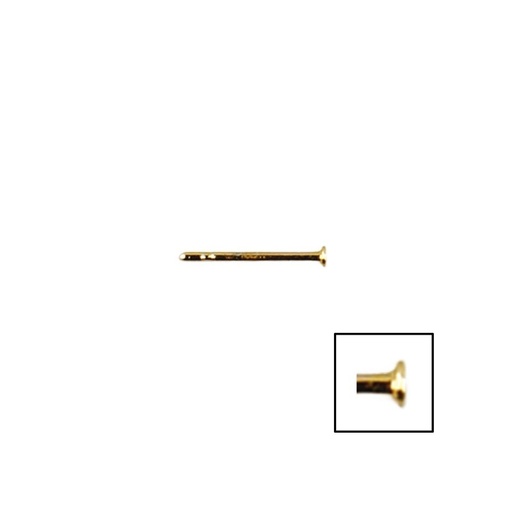 [110931200] Brass earring post 0,7x12mm with Ø 1,5mm flat