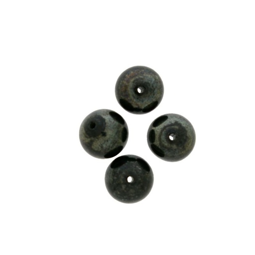 [445110800] Hematite colour glass ball Ø8mm. With two holes.
