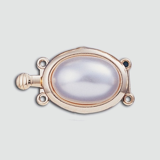[232360000] Fermoir de collier 2 rangs 12x22mm avec perle oval à  fond plat 10x14mm