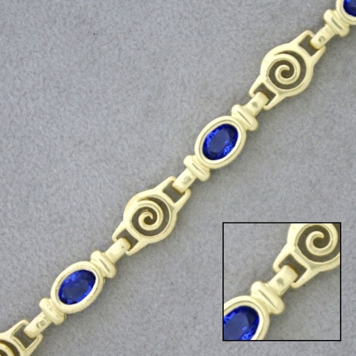 [923990000] Brass chain with glass stone width 7mm