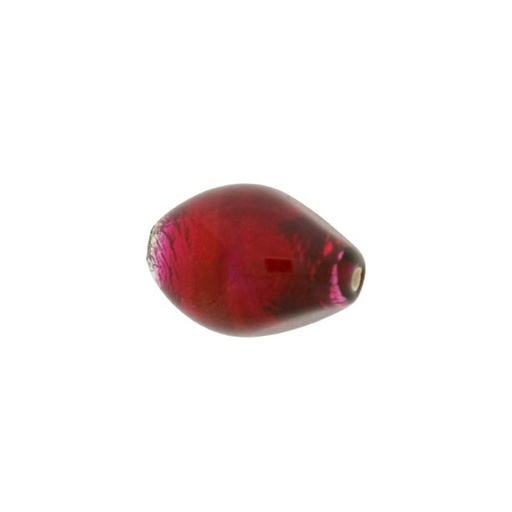 [750731600] Oval shape glass bead 18x12mm ruby colour. With two holes.