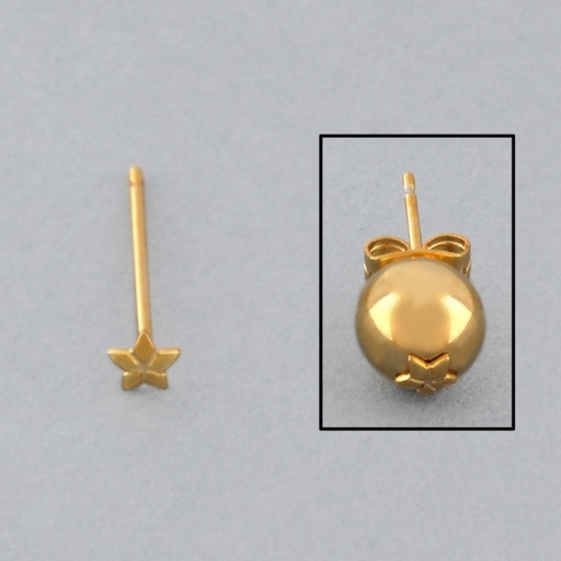 [111750000] Clou d'oreille étoile Ø3,8mm pour perles  6 - 8mm