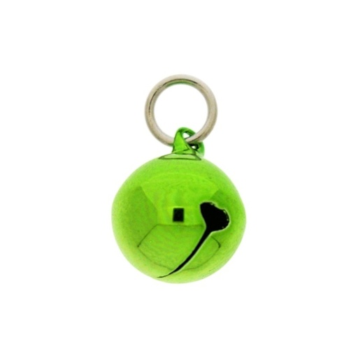 [123311698] Jingle bell Ø 16mm green colour with round jump ring Ø9x wire Ø1,4mm assembled.