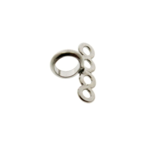 [917150000] Pewter end 11x15mm with four strands for spring ring clasp Ø14mm