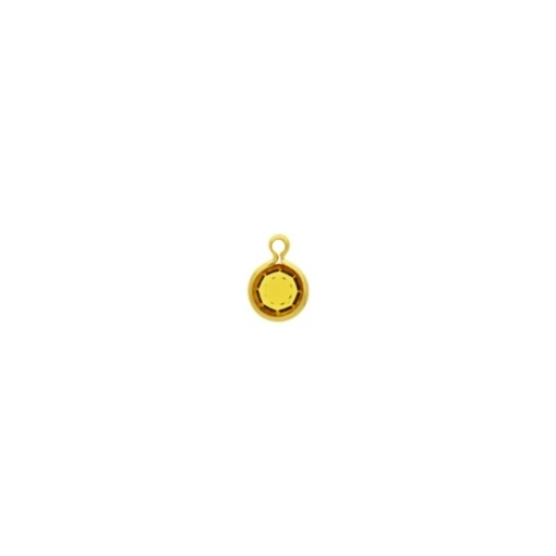 [124060400] Monture strass ronde Ø6mm avec anneau. Couleur Topaze.