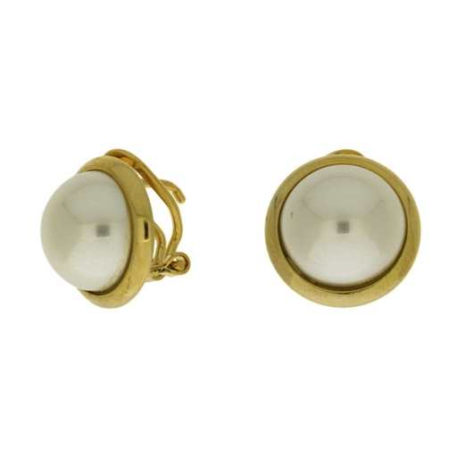 [630461200] Earring with omega clip with half pearl Ø12mm