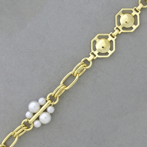 [512650000] Steel chain. Chain width 8,5mm, metal ornament width 16mm, pearl ornament width 18mm