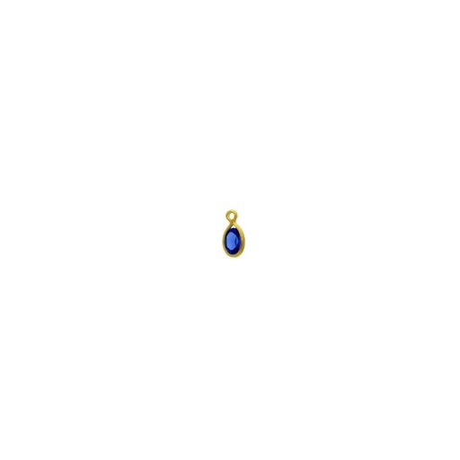 [124010300] Oval strass setting 6x4mm with ring. Sapphire colour.