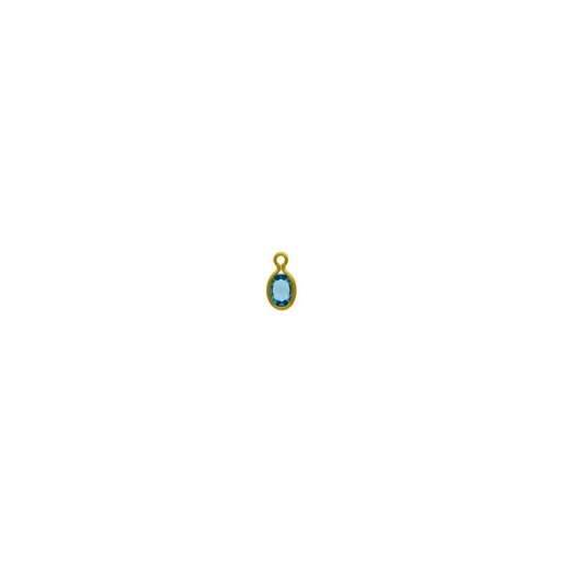 [124011700] Montura ovalada strass 6x4mm con una anilla. Color Agua Marina.