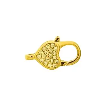 [227131600] Lobster clasp 16mm. Heart shape with strass.