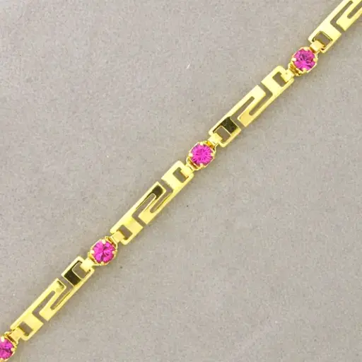 [922722200] Brass chain with pink strass width 4,3mm