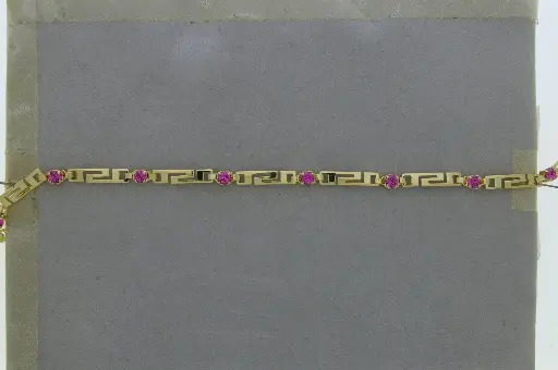 [922722200] Chaîne en laiton à maille fantaisie avec strass rose largeur 4,3mm
